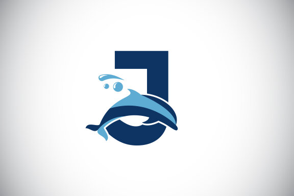 English alphabet with a Dolphin logo