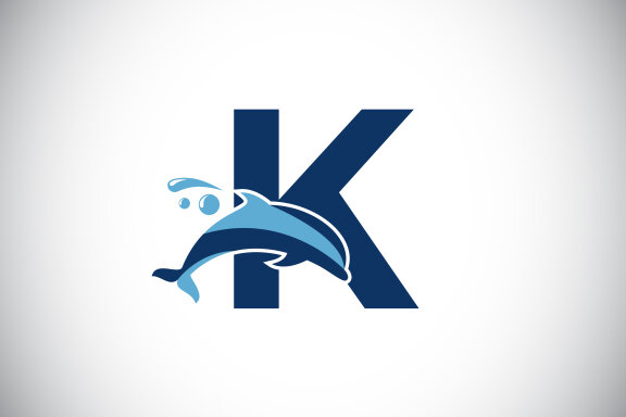 English alphabet with a Dolphin logo