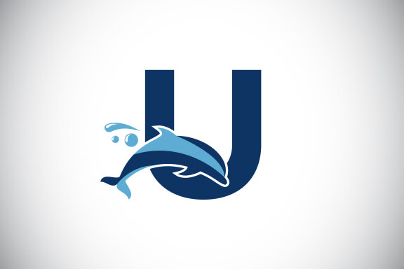 English alphabet with a Dolphin logo