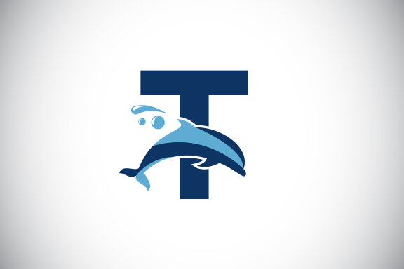 English alphabet with a Dolphin logo