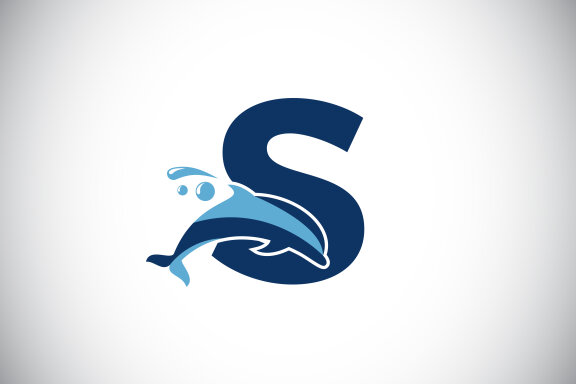 English alphabet with a Dolphin logo