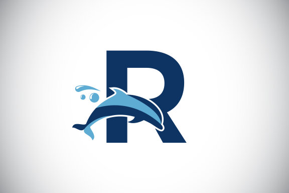 English alphabet with a Dolphin logo