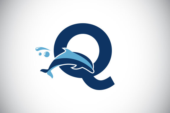 English alphabet with a Dolphin logo