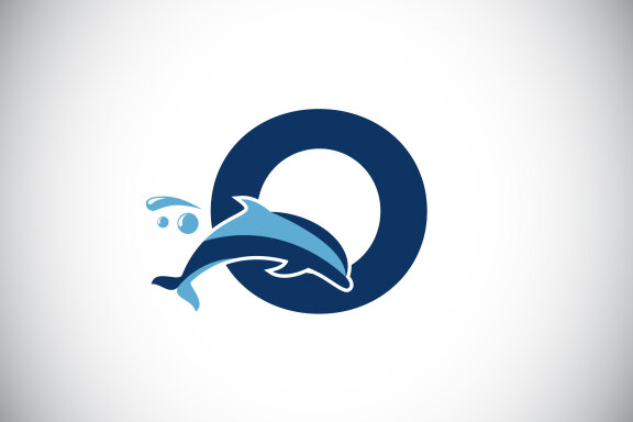 English alphabet with a Dolphin logo