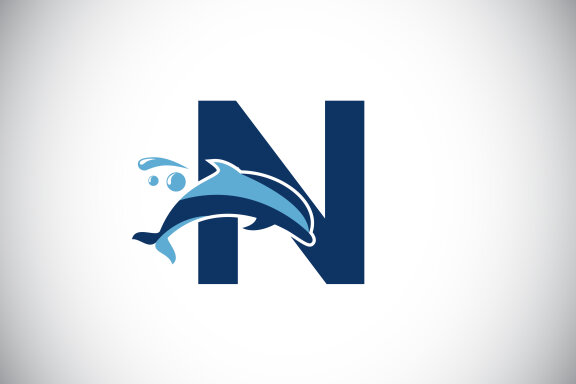 English alphabet with a Dolphin logo