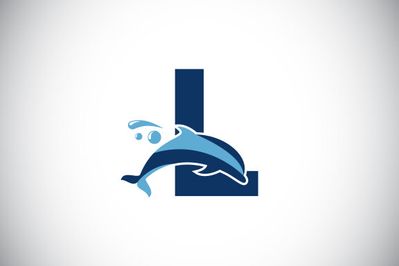 English alphabet with a Dolphin logo