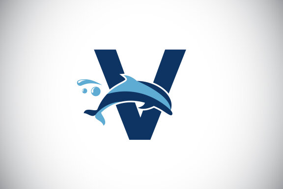 English alphabet with a Dolphin logo