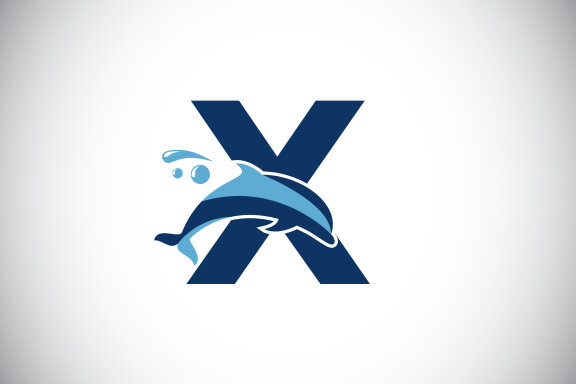 English alphabet with a Dolphin logo