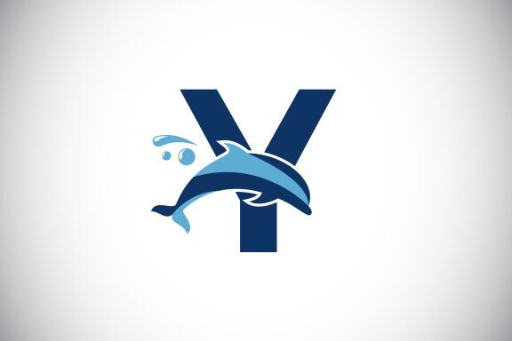 English alphabet with a Dolphin logo