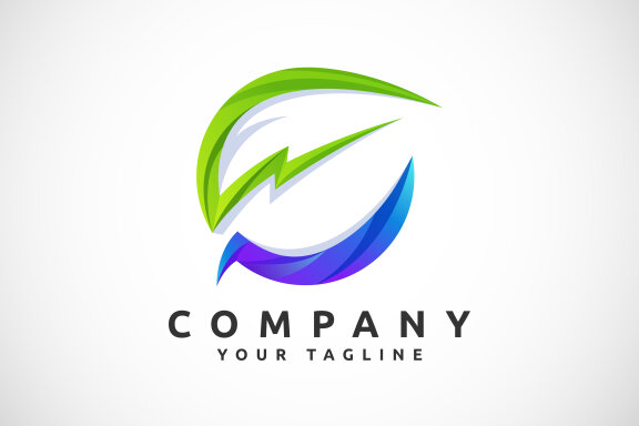 Lighting bolt with leaf logo template