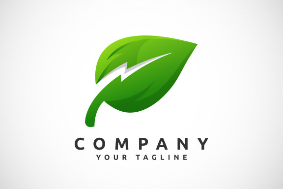 Lighting bolt with leaf logo template