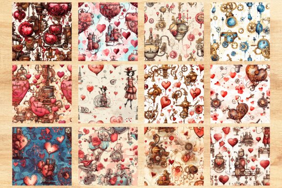Valentine Steampunk Pattern