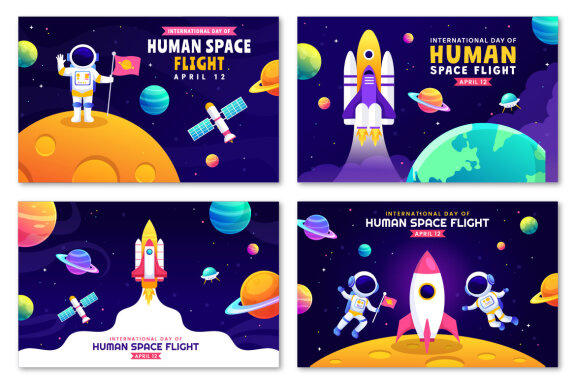 12 Human Space Flight Day FREE Illustrations