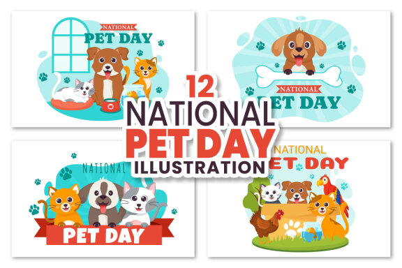 12 National Pet Day Illustration