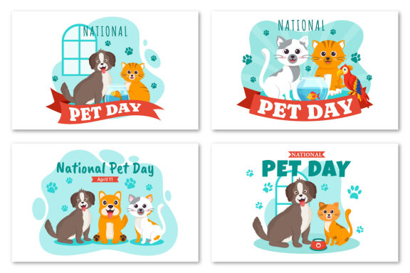 12 National Pet Day Illustration