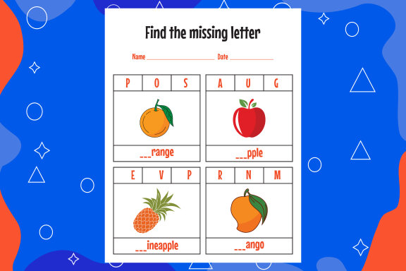 Education spelling worksheets for kids