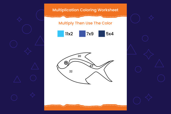 Multiplication Coloring worksheet with the image