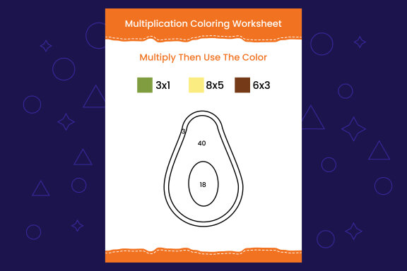 Multiplication Coloring worksheet with the image