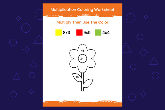 Multiplication Coloring worksheet with the image