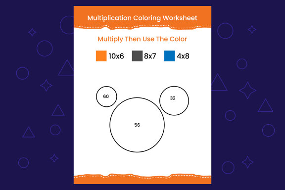 Multiplication Coloring worksheet with the image