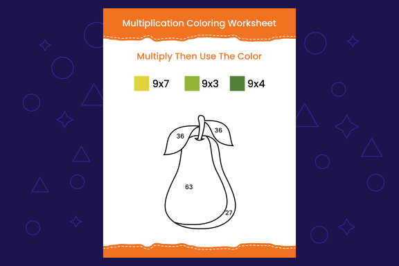 Multiplication Coloring worksheet with the image