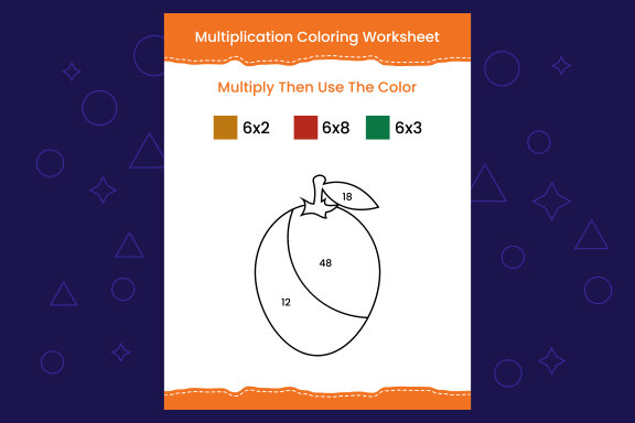 Multiplication Coloring worksheet with the image