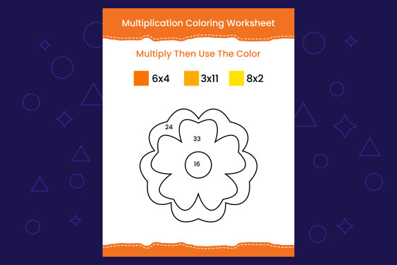 Multiplication Coloring worksheet with the image