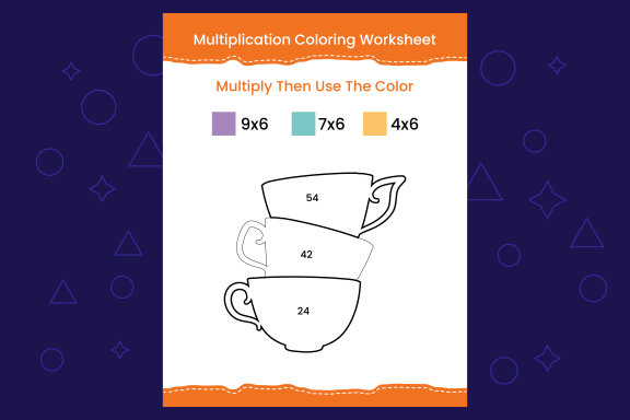 Multiplication Coloring worksheet with the image