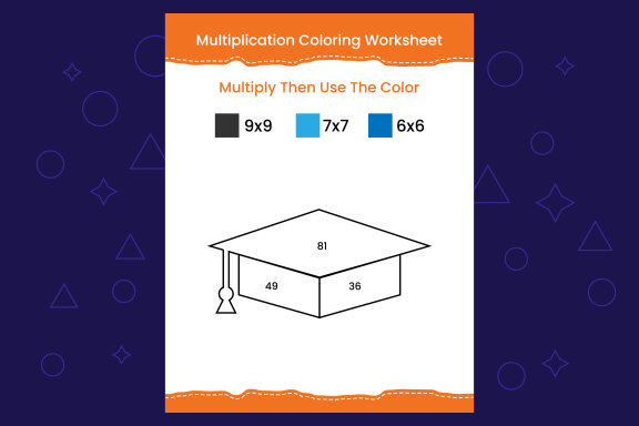 Multiplication Coloring worksheet with the image