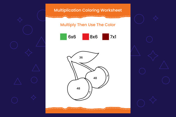 Multiplication Coloring worksheet with the image