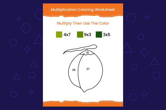 Multiplication Coloring worksheet with the image