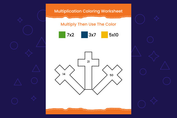 Multiplication Coloring worksheet with the image