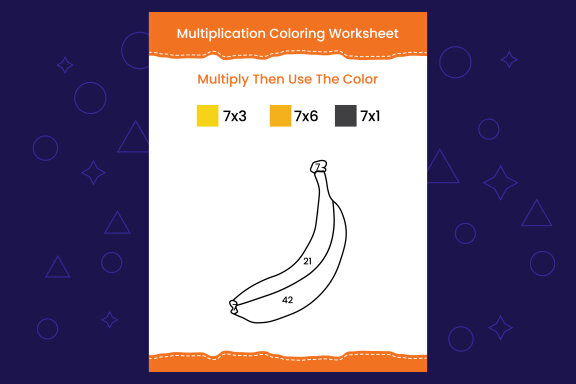 Multiplication Coloring worksheet with the image