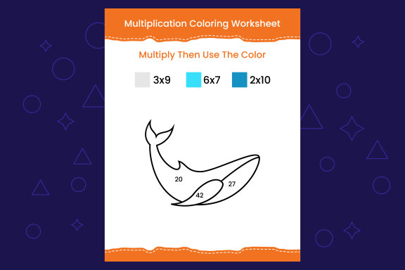 Multiplication Coloring worksheet with the image