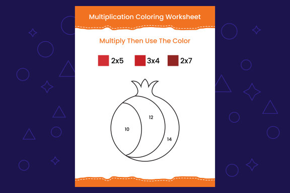 Multiplication Coloring worksheet with the image