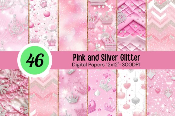 Pink and Silver Glitter Pattern