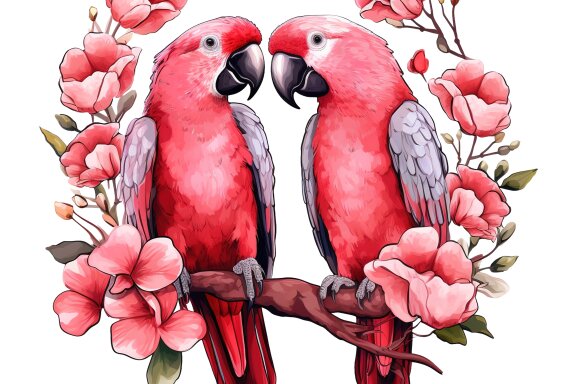 Parrot Couple Watercolor