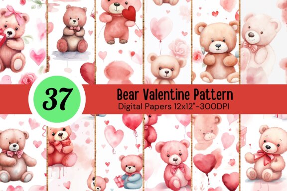 Bear Valentine Pattern