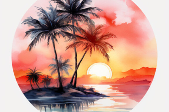 watercolor t shirt sunset