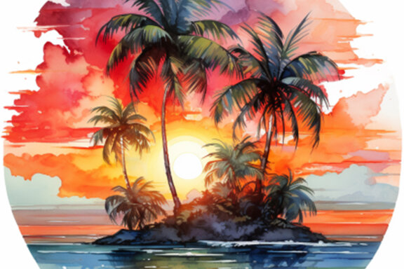 watercolor t shirt sunset