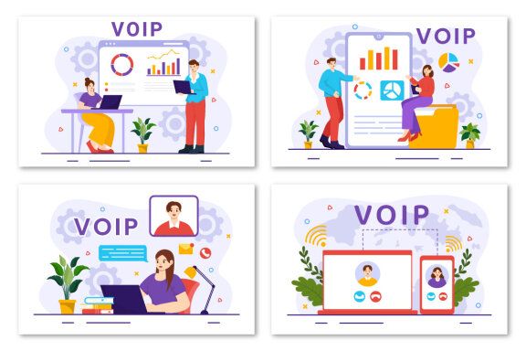 12 VOIP or Voice Over Internet Protocol Illustration