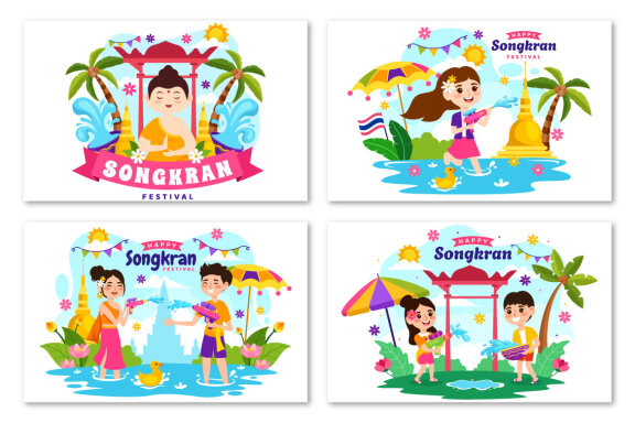 12 Songkran Festival Day Illustration