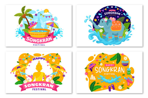 12 Songkran Festival Day Illustration