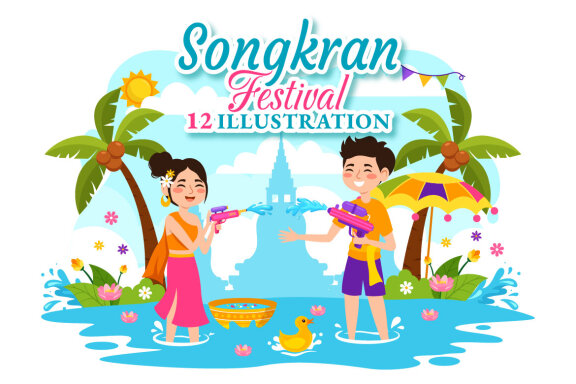 12 Songkran Festival Day Illustration