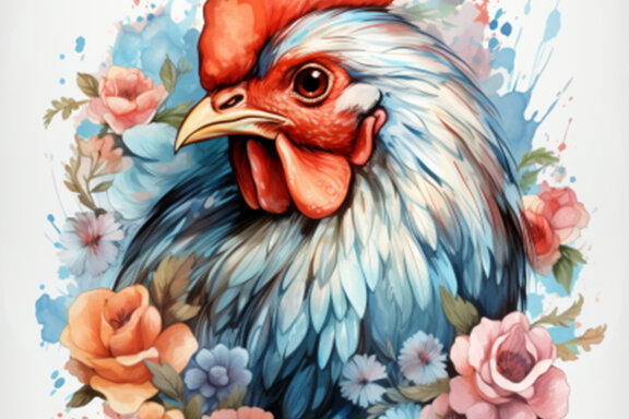 Watercolor hen