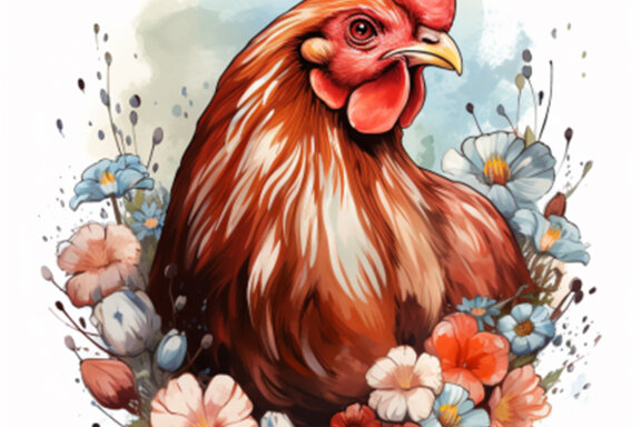Watercolor hen