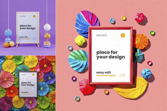 Creative Colorful Frame Poster Mockups