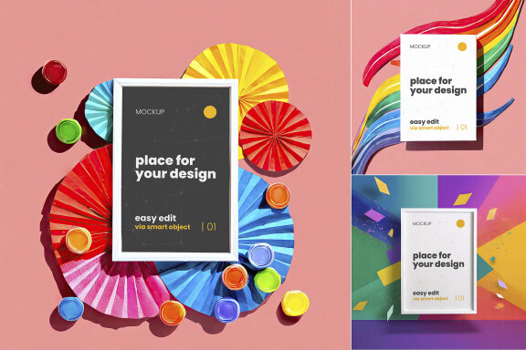 Creative Colorful Frame Poster Mockups
