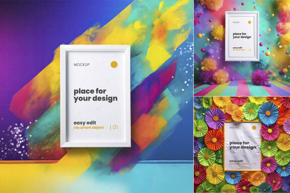 Creative Colorful Frame Poster Mockups