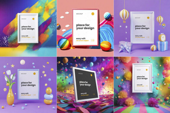 Creative Colorful Frame Poster Mockups
